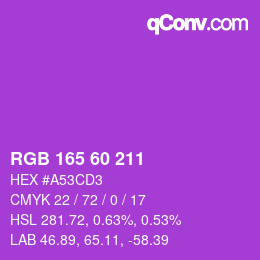 颜色代码: RGB 165 60 211 | qconv.com