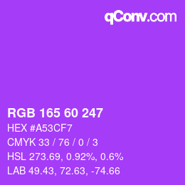 颜色代码: RGB 165 60 247 | qconv.com