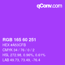 カラーコード: RGB 165 60 251 | qconv.com