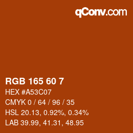 Color code: RGB 165 60 7 | qconv.com