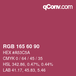颜色代码: RGB 165 60 90 | qconv.com