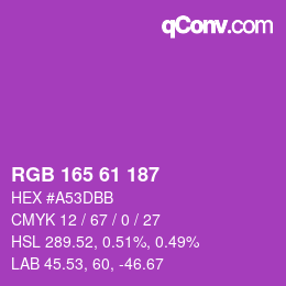 Color code: RGB 165 61 187 | qconv.com