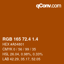 カラーコード: RGB 165 72.4 1.4 | qconv.com