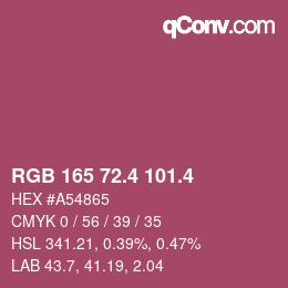 カラーコード: RGB 165 72.4 101.4 | qconv.com