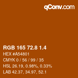 カラーコード: RGB 165 72.8 1.4 | qconv.com