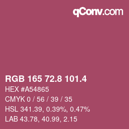 カラーコード: RGB 165 72.8 101.4 | qconv.com