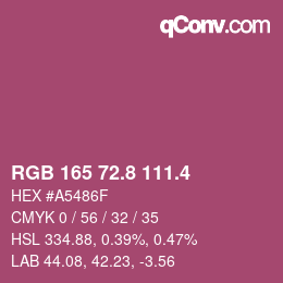カラーコード: RGB 165 72.8 111.4 | qconv.com