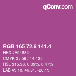カラーコード: RGB 165 72.8 141.4 | qconv.com