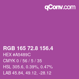 カラーコード: RGB 165 72.8 156.4 | qconv.com
