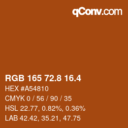 カラーコード: RGB 165 72.8 16.4 | qconv.com