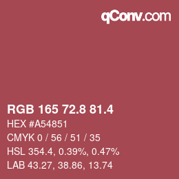 カラーコード: RGB 165 72.8 81.4 | qconv.com