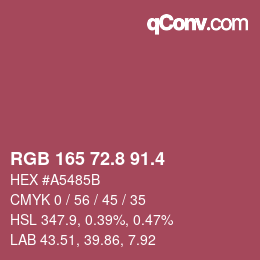 カラーコード: RGB 165 72.8 91.4 | qconv.com