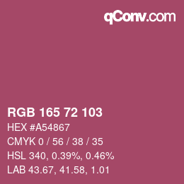 Color code: RGB 165 72 103 | qconv.com