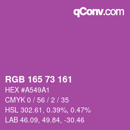 Color code: RGB 165 73 161 | qconv.com