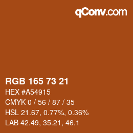 Color code: RGB 165 73 21 | qconv.com