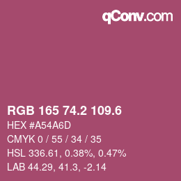 カラーコード: RGB 165 74.2 109.6 | qconv.com