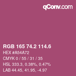 カラーコード: RGB 165 74.2 114.6 | qconv.com