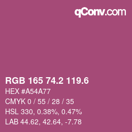 カラーコード: RGB 165 74.2 119.6 | qconv.com