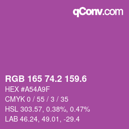 カラーコード: RGB 165 74.2 159.6 | qconv.com