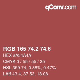 カラーコード: RGB 165 74.2 74.6 | qconv.com