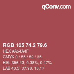 カラーコード: RGB 165 74.2 79.6 | qconv.com