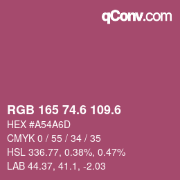 カラーコード: RGB 165 74.6 109.6 | qconv.com