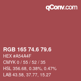 カラーコード: RGB 165 74.6 79.6 | qconv.com