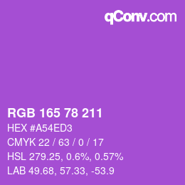 颜色代码: RGB 165 78 211 | qconv.com