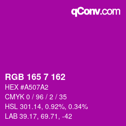 Color code: RGB 165 7 162 | qconv.com