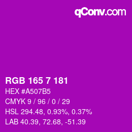 カラーコード: RGB 165 7 181 | qconv.com