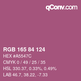 カラーコード: RGB 165 84 124 | qconv.com