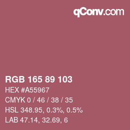 Color code: RGB 165 89 103 | qconv.com