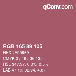 Color code: RGB 165 89 105 | qconv.com