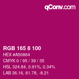 カラーコード: RGB 165 8 100 | qconv.com