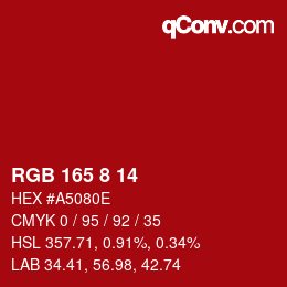 Color code: RGB 165 8 14 | qconv.com