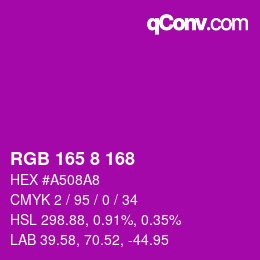 カラーコード: RGB 165 8 168 | qconv.com