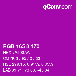 Color code: RGB 165 8 170 | qconv.com