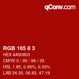 Color code: RGB 165 8 3 | qconv.com