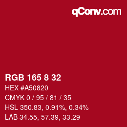 Color code: RGB 165 8 32 | qconv.com