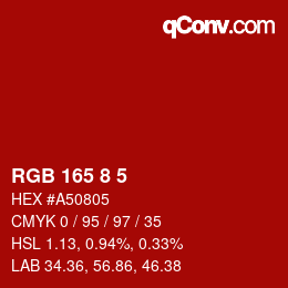 Color code: RGB 165 8 5 | qconv.com