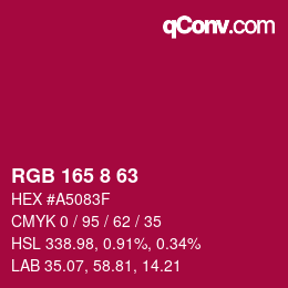 Color code: RGB 165 8 63 | qconv.com
