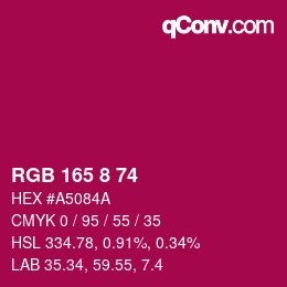 カラーコード: RGB 165 8 74 | qconv.com