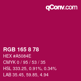 Color code: RGB 165 8 78 | qconv.com