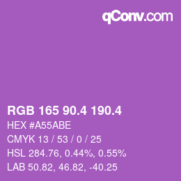 カラーコード: RGB 165 90.4 190.4 | qconv.com