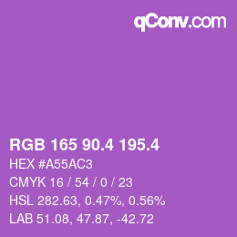 カラーコード: RGB 165 90.4 195.4 | qconv.com