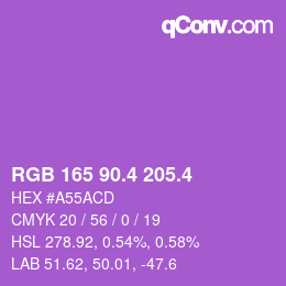 カラーコード: RGB 165 90.4 205.4 | qconv.com