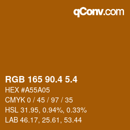カラーコード: RGB 165 90.4 5.4 | qconv.com