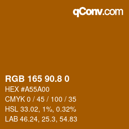 カラーコード: RGB 165 90.8 0 | qconv.com