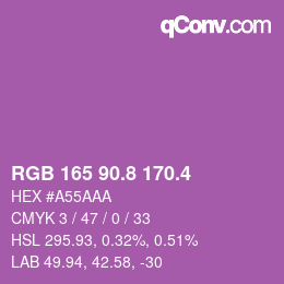 カラーコード: RGB 165 90.8 170.4 | qconv.com