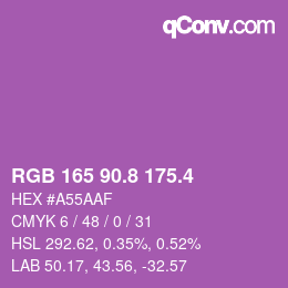 カラーコード: RGB 165 90.8 175.4 | qconv.com